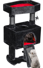 BEWISHOME arbre-chat gothique avec lit-coffre, espace privé pour chat.