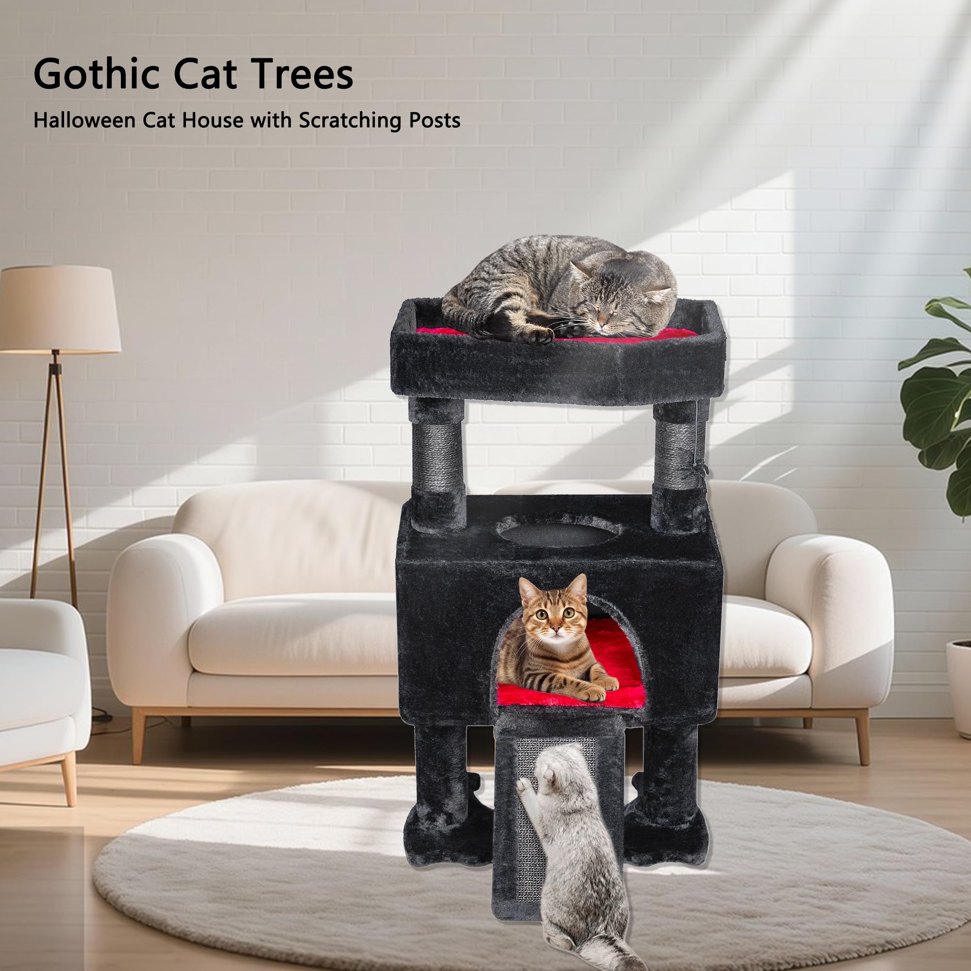 BEWISHOME arbre-chat jouet-araignee stimule l’instinct de chasse.