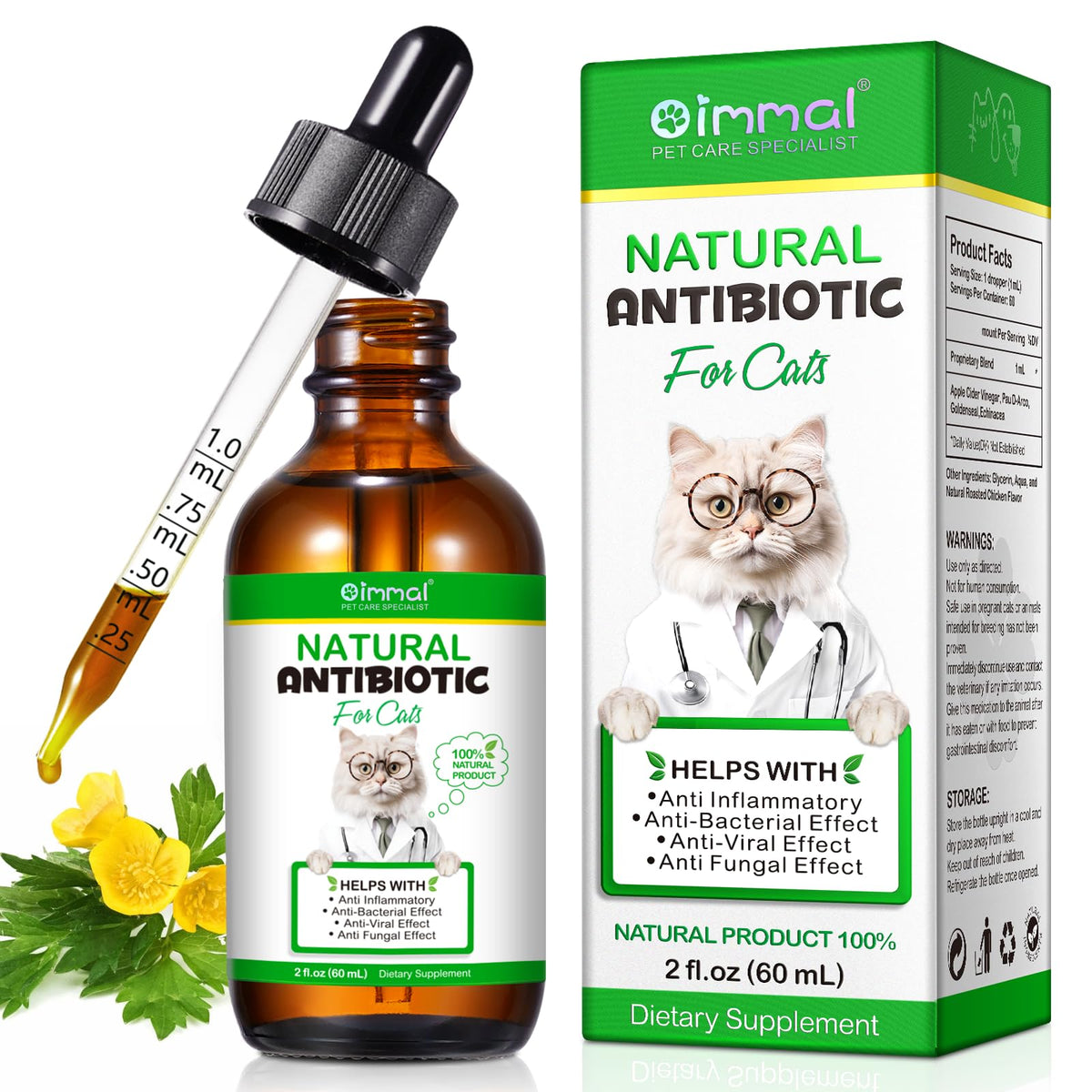 Beyxdu antibiotique chat flacon 60ml, support potentiel des infections courantes chez les chats