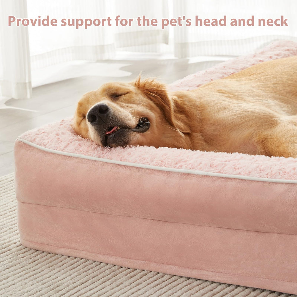 BFPETHOME lit en L design-chien-grand, rails doux pour tete et cou