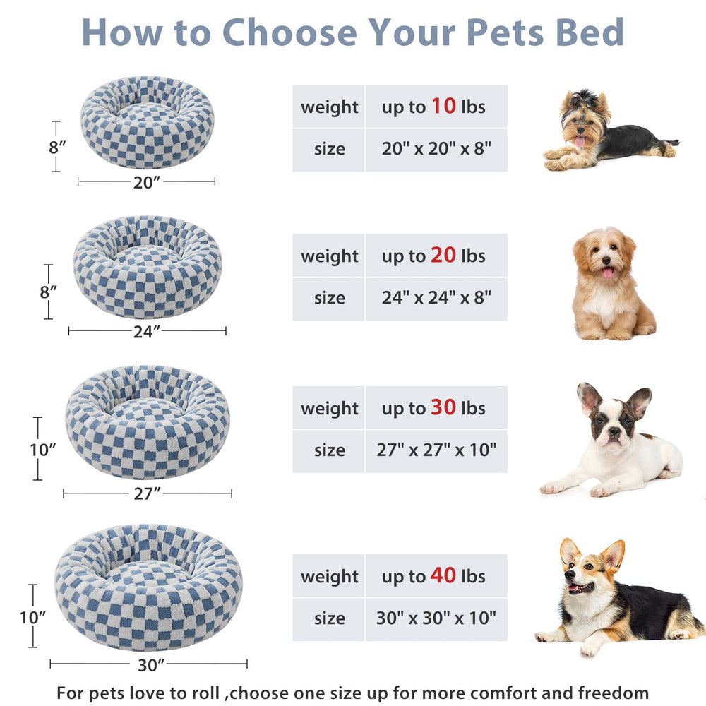 Lit donut BFPETHOME pour chien bleu, intérieur rembourré idéal pour petits compagnons.