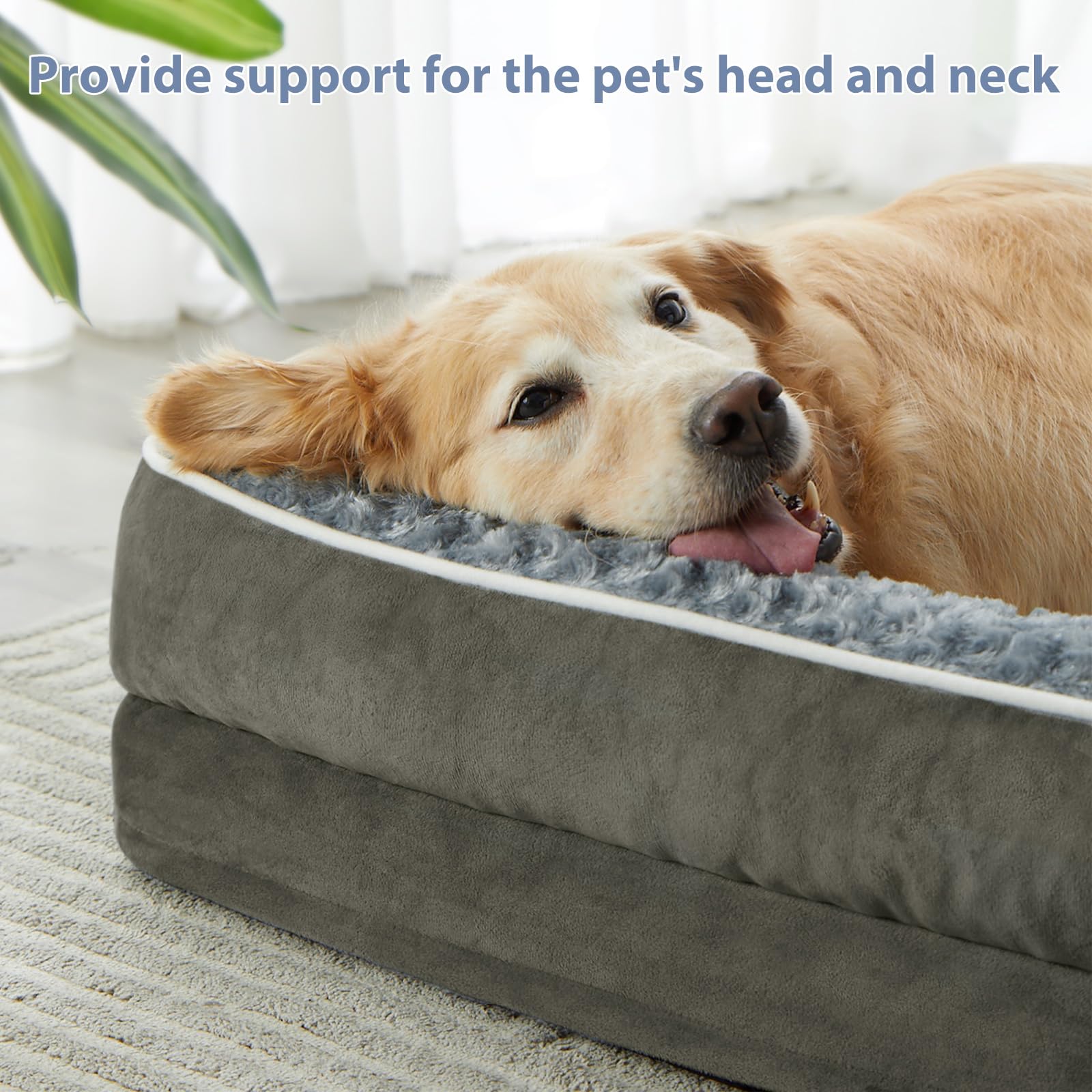 Lit en forme L BFPETHOME, soutien tête et cou pour chien grand