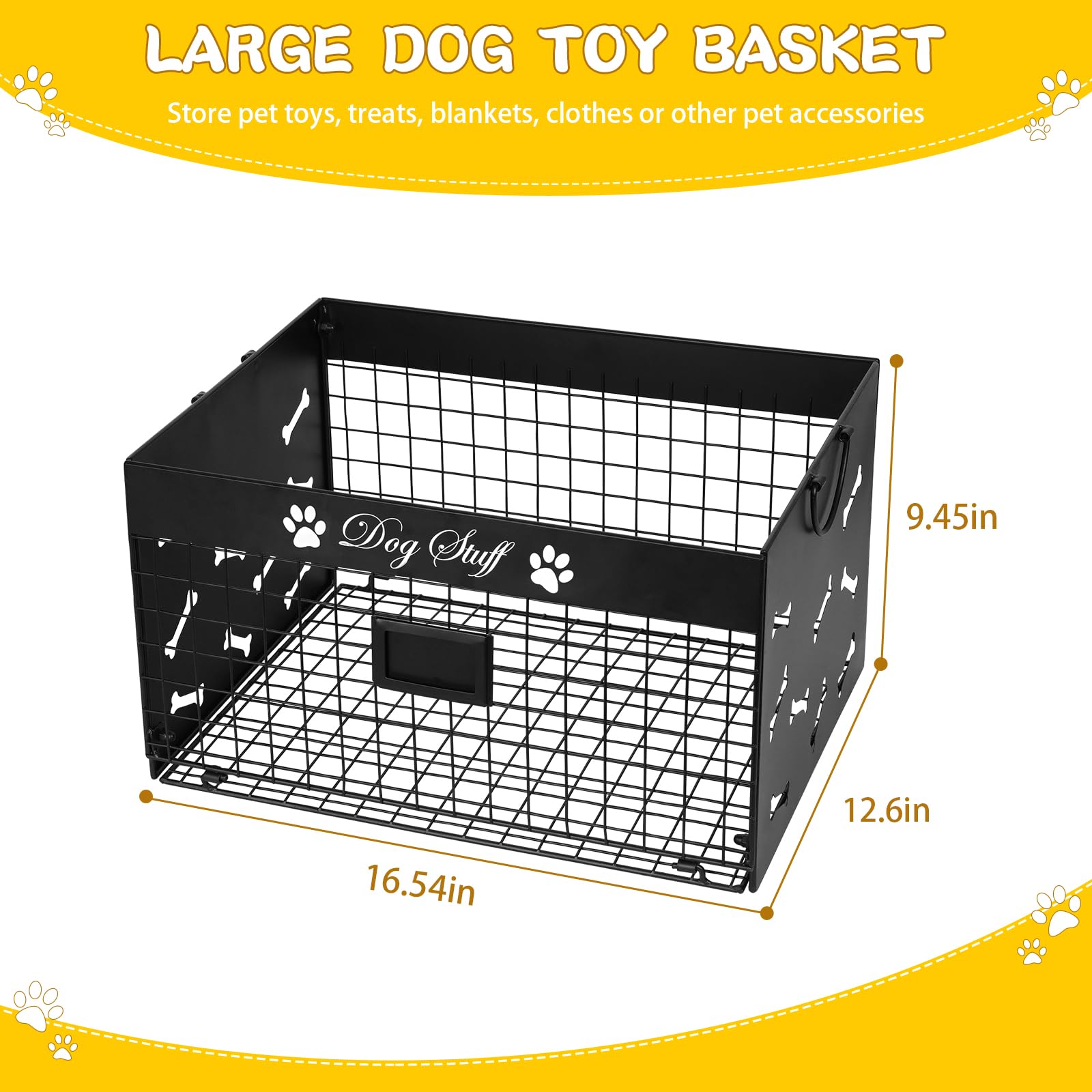Boîte-jouets métal noir Bfttlity avec poignées faciles à déplacer.