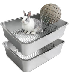 BHPSMWZ litière pour lapin en acier inox grand bac avec grille amovible et nettoyage rapide.