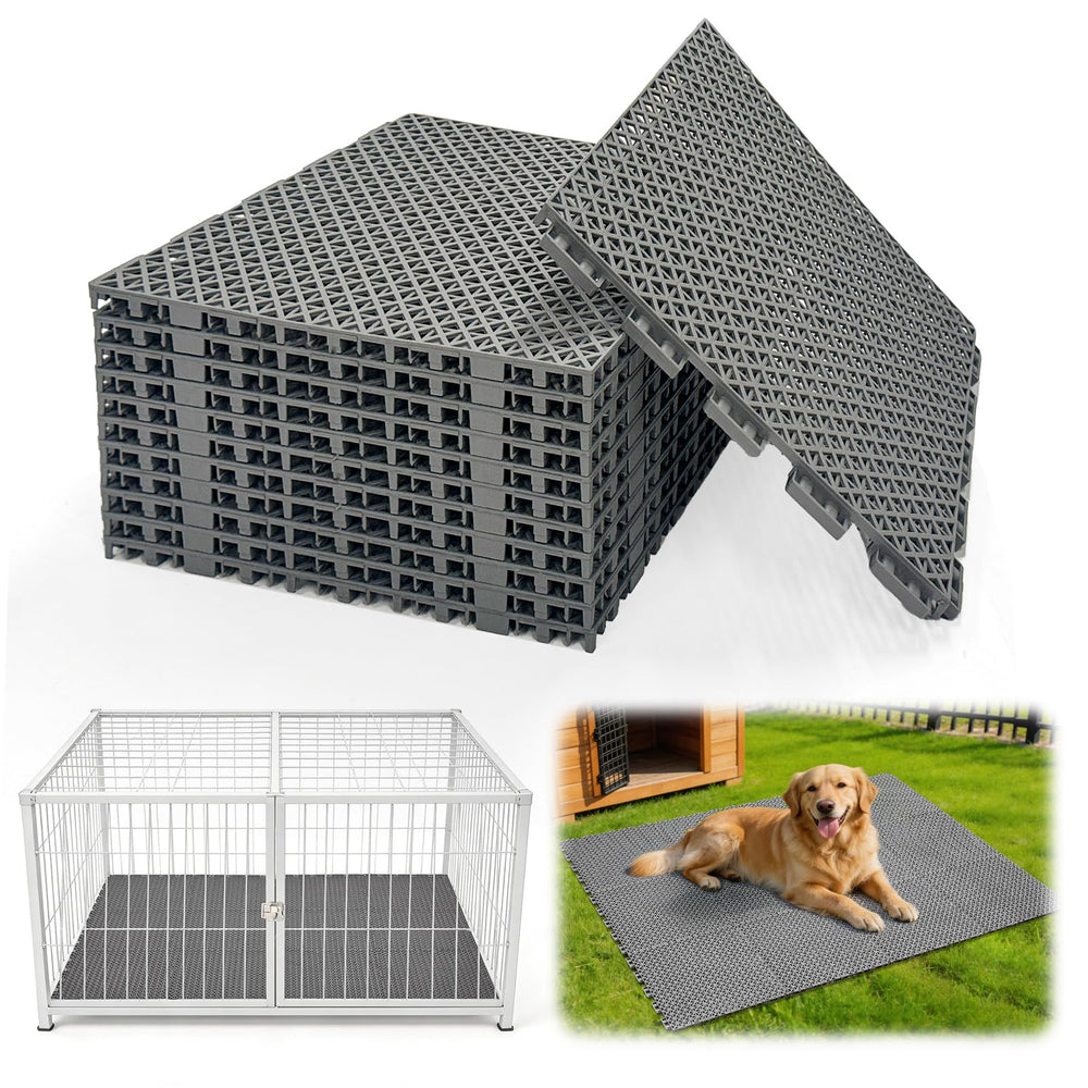 Bhyhok dalles chenil 12x12 gris, surface antidérapante et drainage rapide.