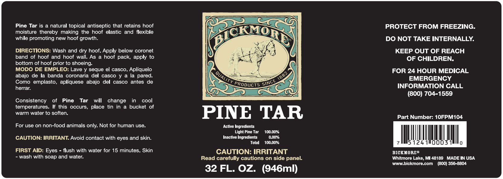 Application sur sabot en cours avec Bickmore Pine Tar pour protéger le sabot.