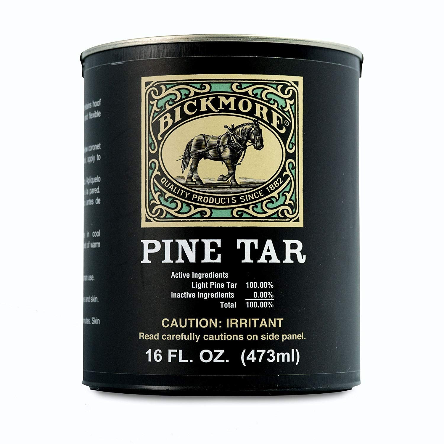 Bickmore Pine Tar sur sabot cheval, favorise l’élasticité et prévient les fissures.