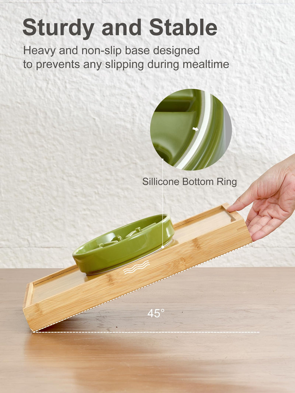BICOPET bol ceramique-antiderapant-silicone: base stable pour repas sans glissade.