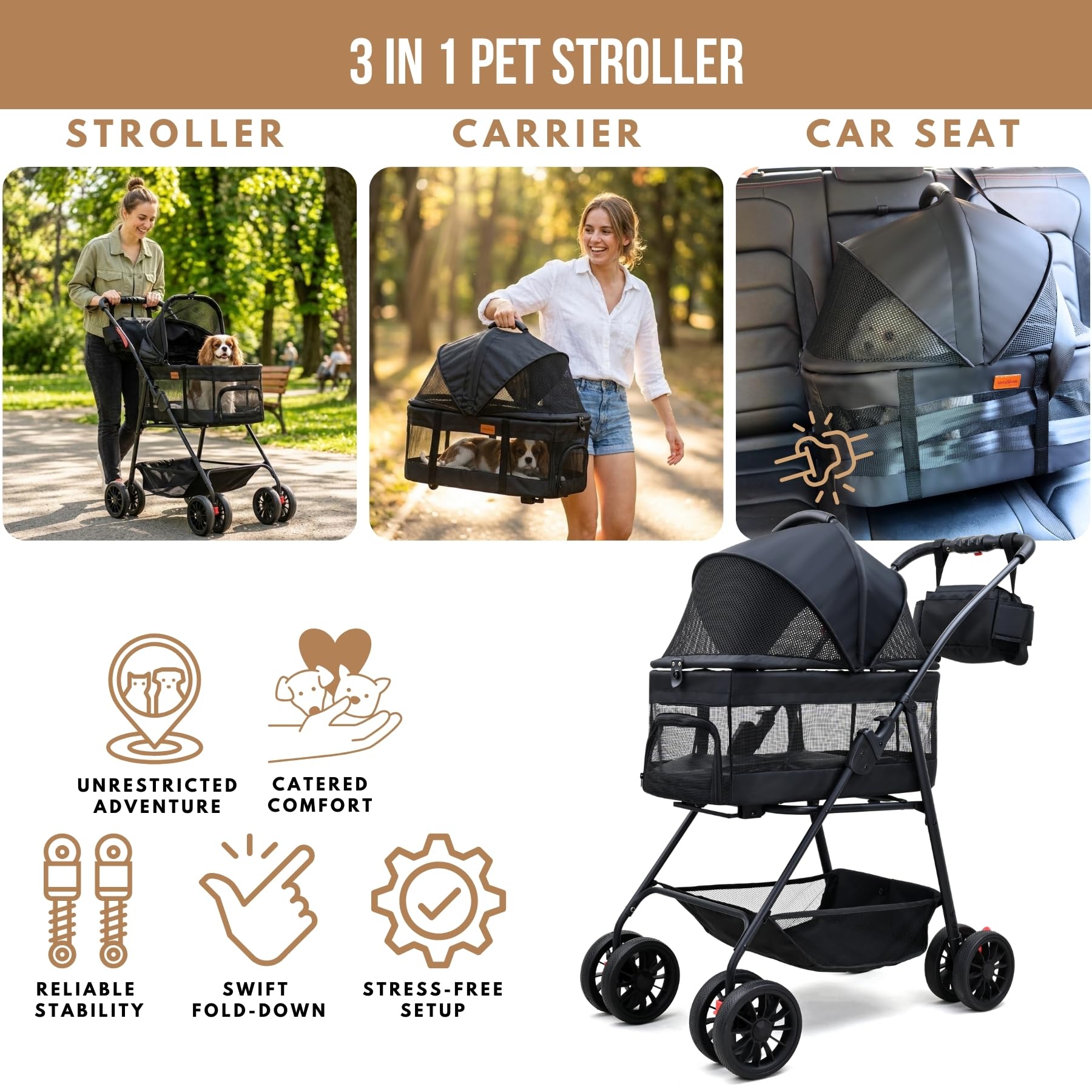 Poussette légère et pliable Bicystar, idéale pour les voyages