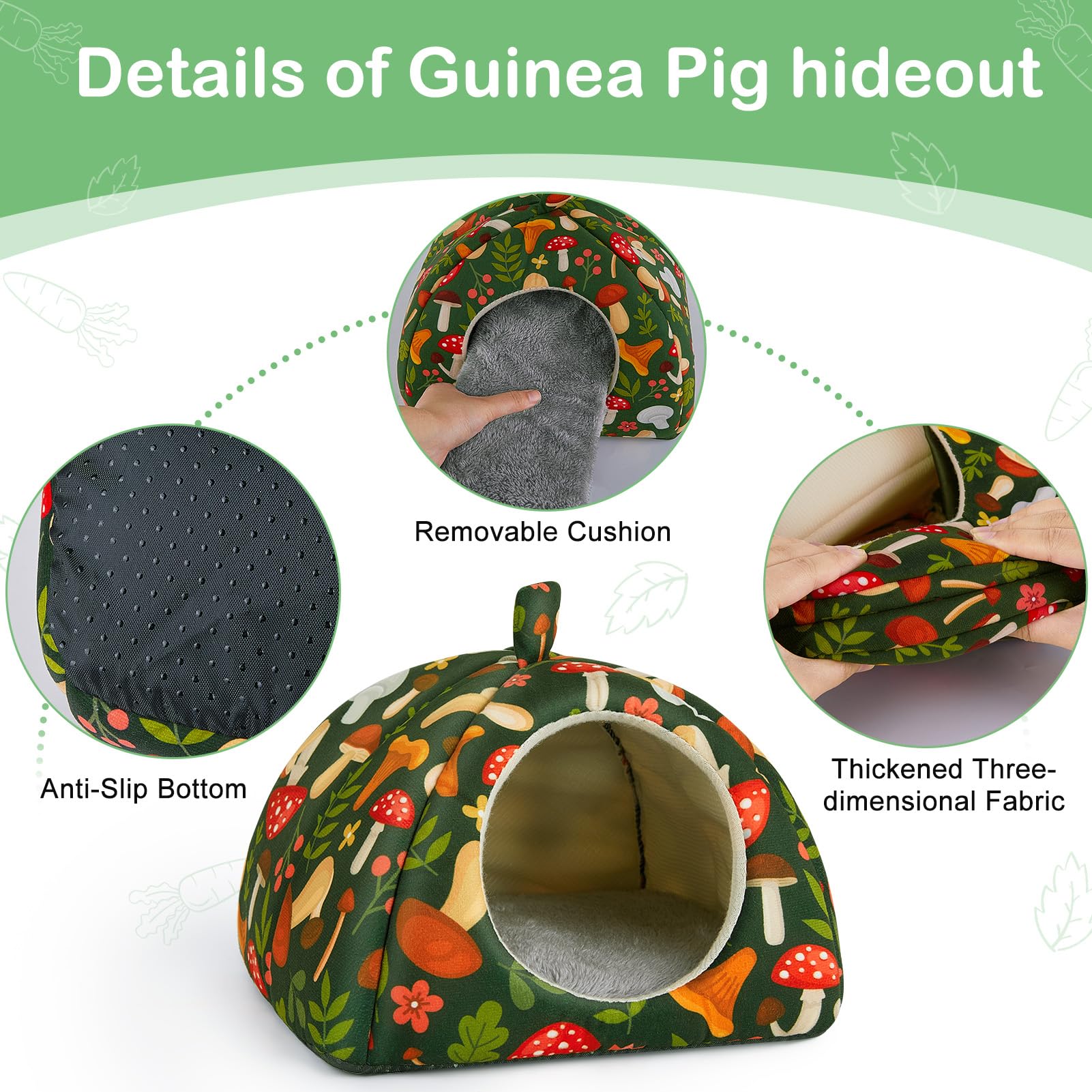 Bienbee cachette lavable cochon d'inde verte — nettoyage facile.