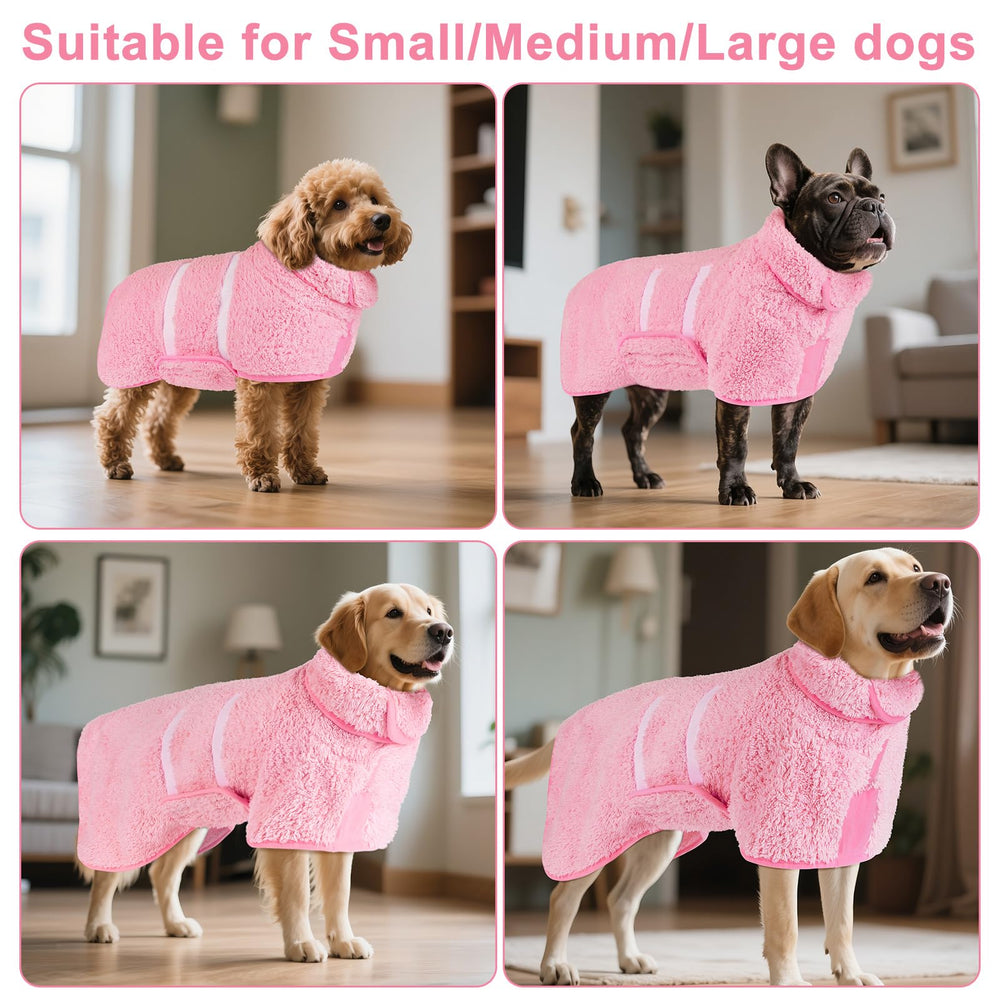 Bienbee robe-sechage-chien rose 5 tailles, ajustable et securisante