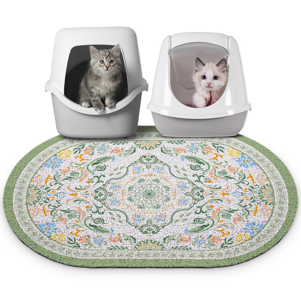 Bienbee tapis litiere chat grand 33x22 bean-green anti-glisse et stable.