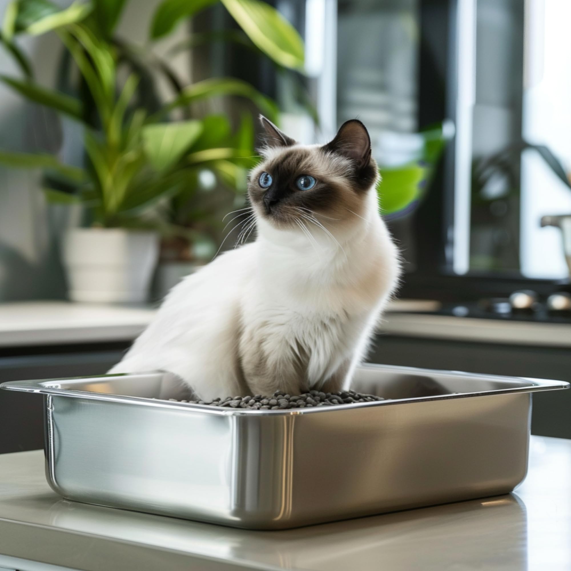 BierBear litière inox design hygiénique, intégration discrète à la maison.