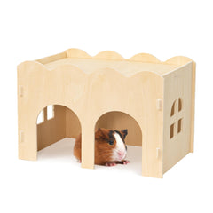 Abri en bois naturel Bifeaw pour cochon-d-inde offrant refuge spacieux.