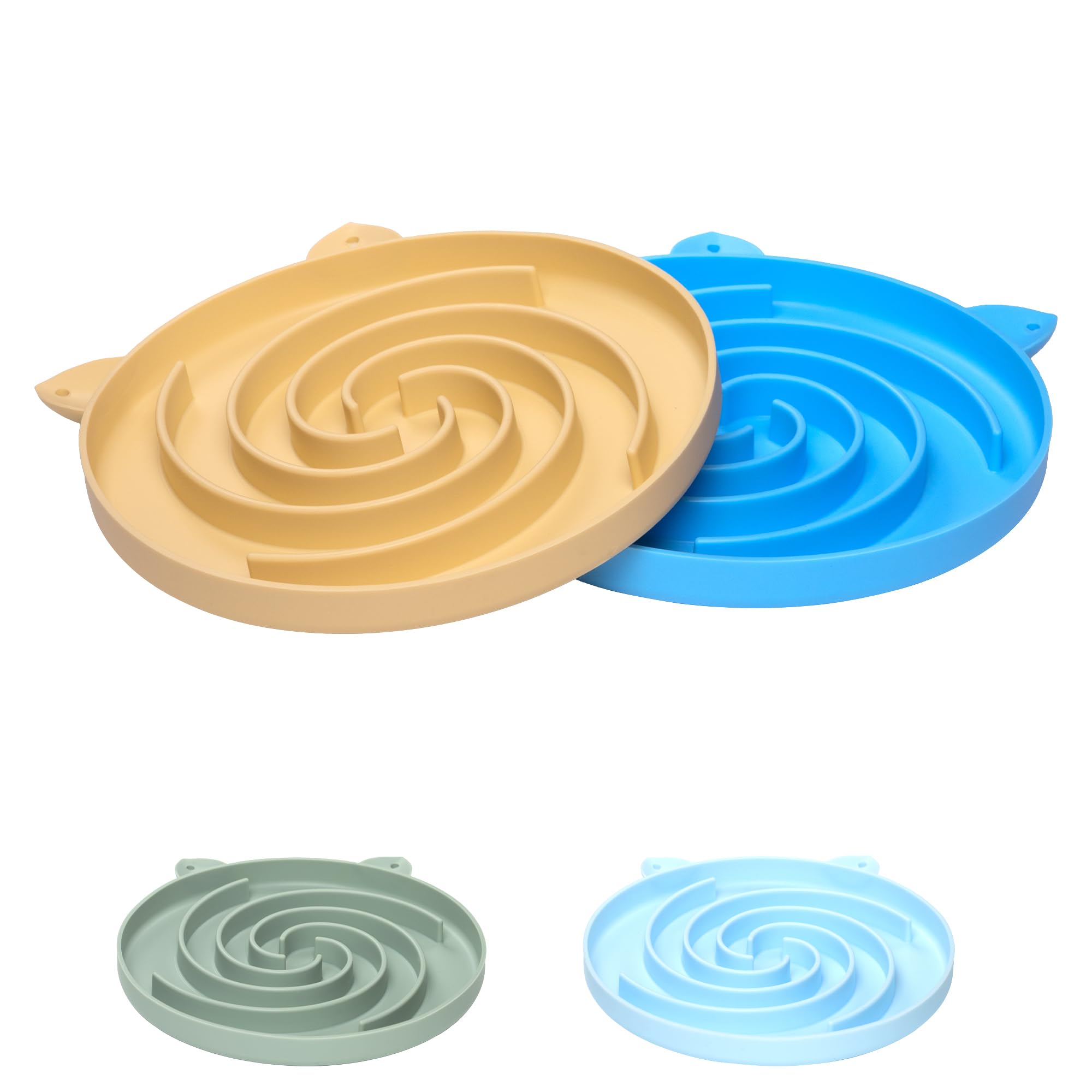 Bifeaw bol lent pour chat en silicone jaune et bleu, ralentit la prise de repas.