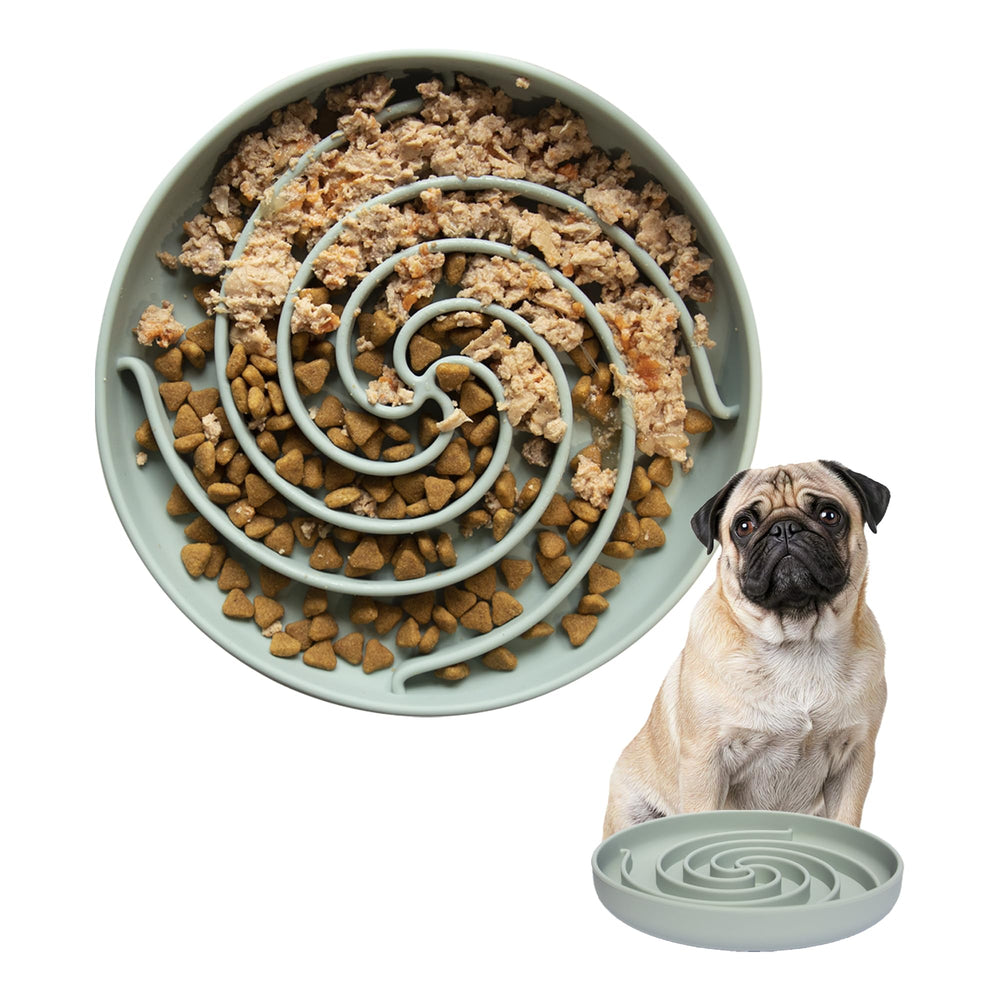 Bol lent Bifeaw en silicone gris-vert, favorisant un repas plus calme