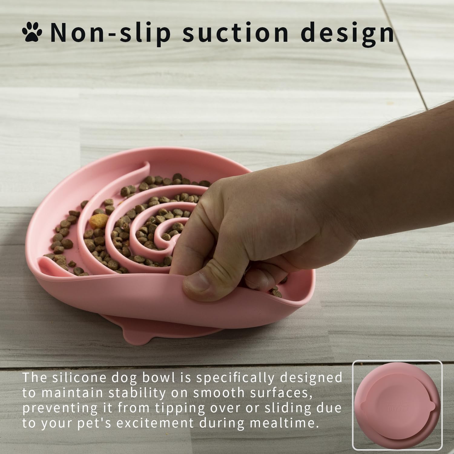 Bol silicone Bifeaw sans BPA, rose poudré, sûr pour nourriture sèche ou humide.
