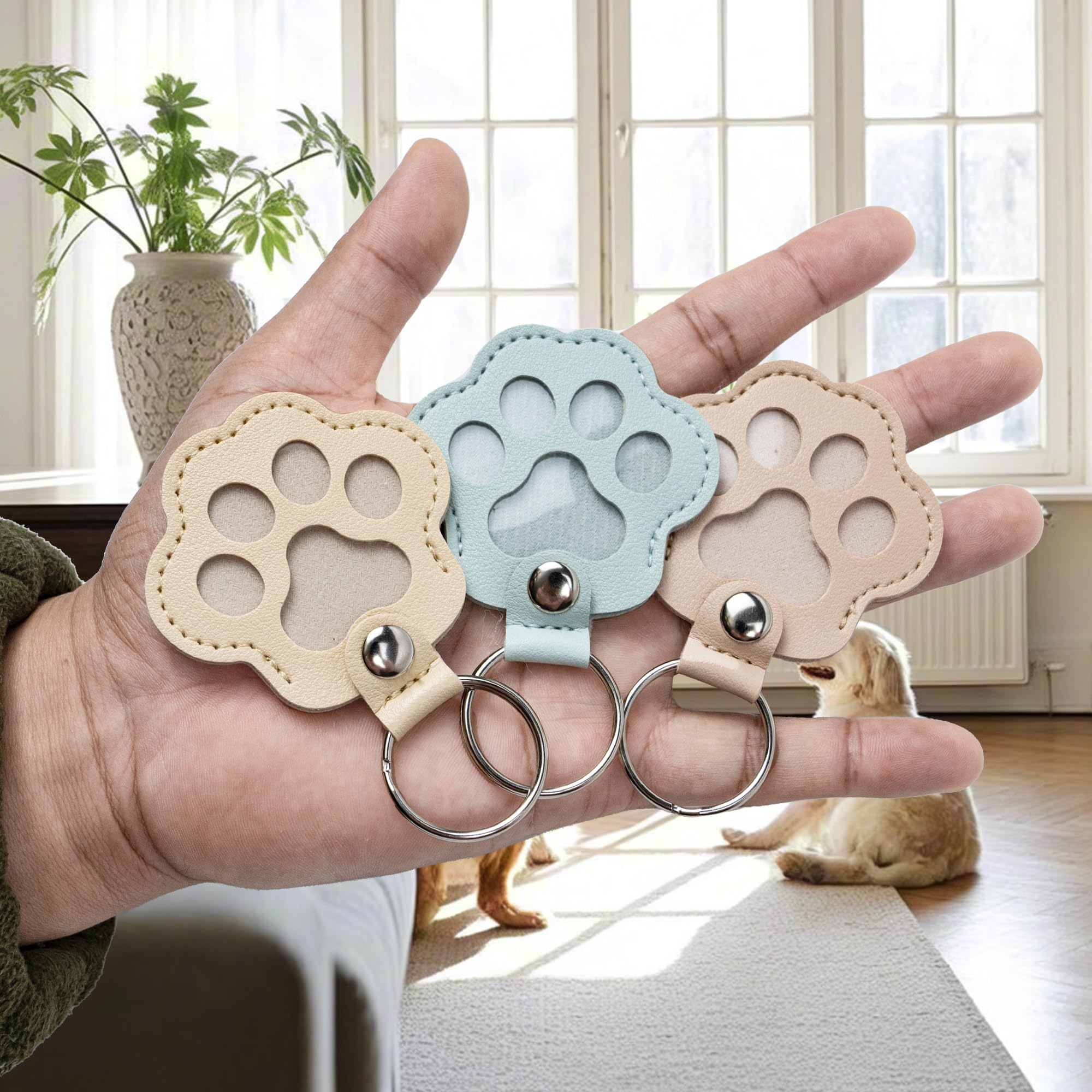 Bifeaw mémoire poils animaux dans un porte-clef en cuir durable.