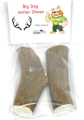 Big Dog Antler Chews – paquet deux élans entiers, 6 à 10 pouces, très durable.