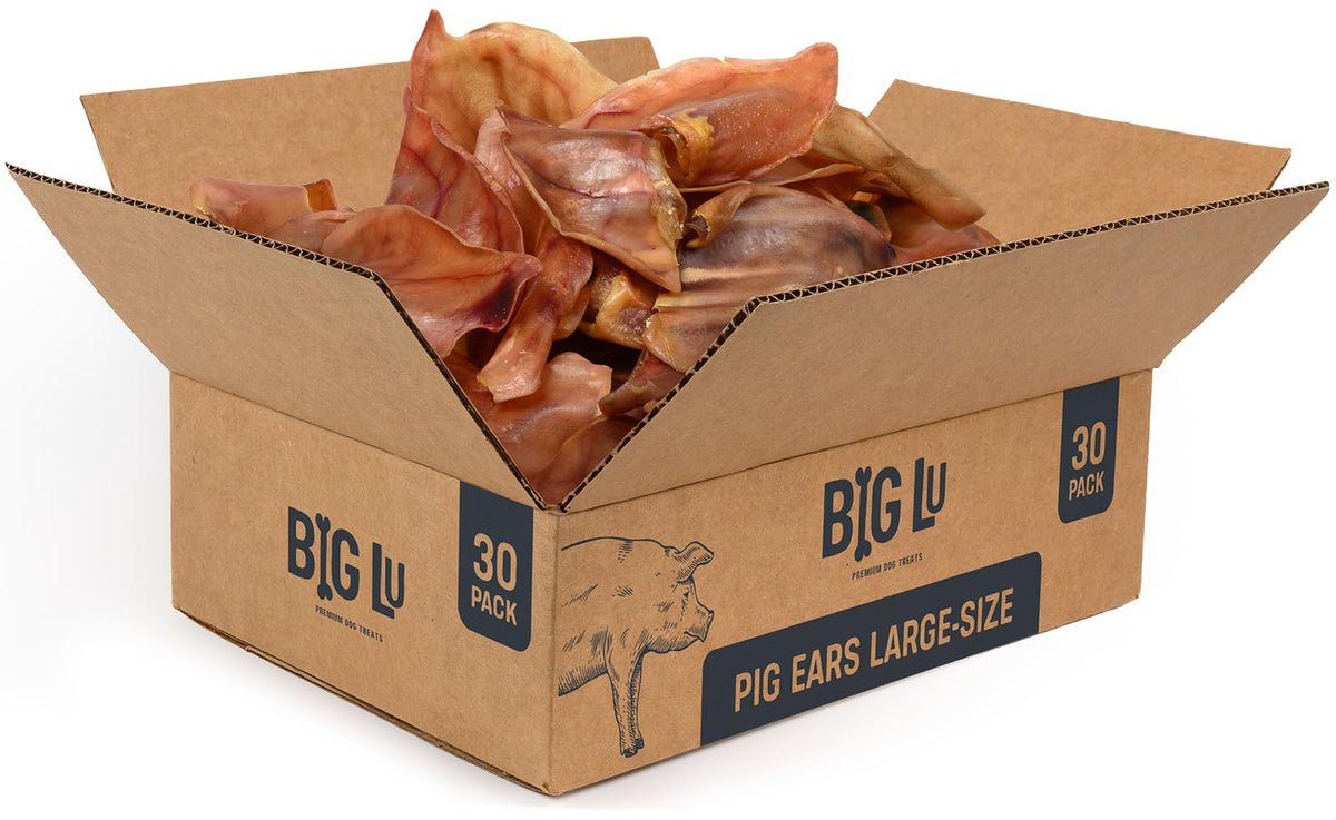 Big Lu – Oreilles de porc naturelles en paquet de 30 pour chiens.