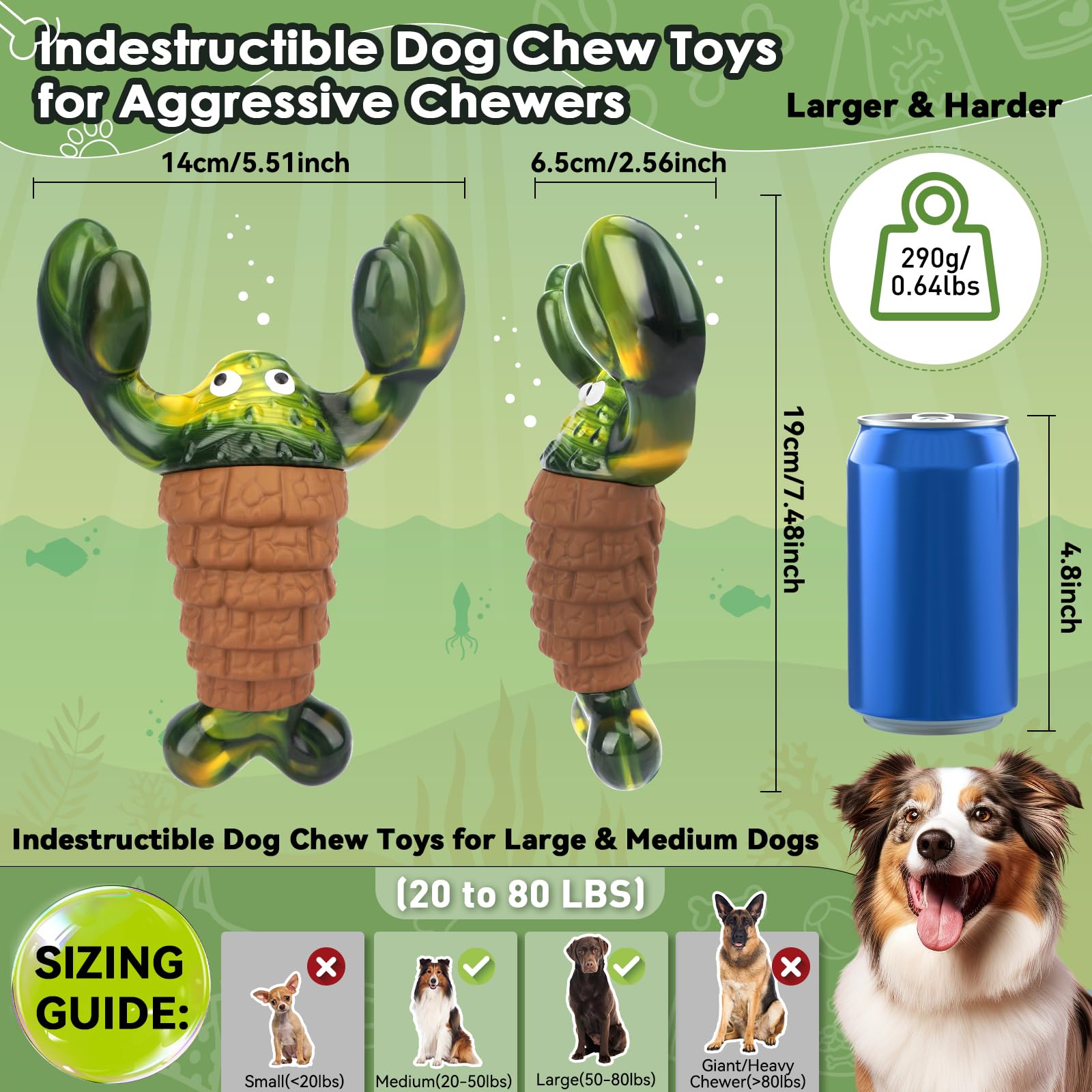 BIKIISEN Homard 14-centimetres, jouet mordant parfait pour gros chiens.