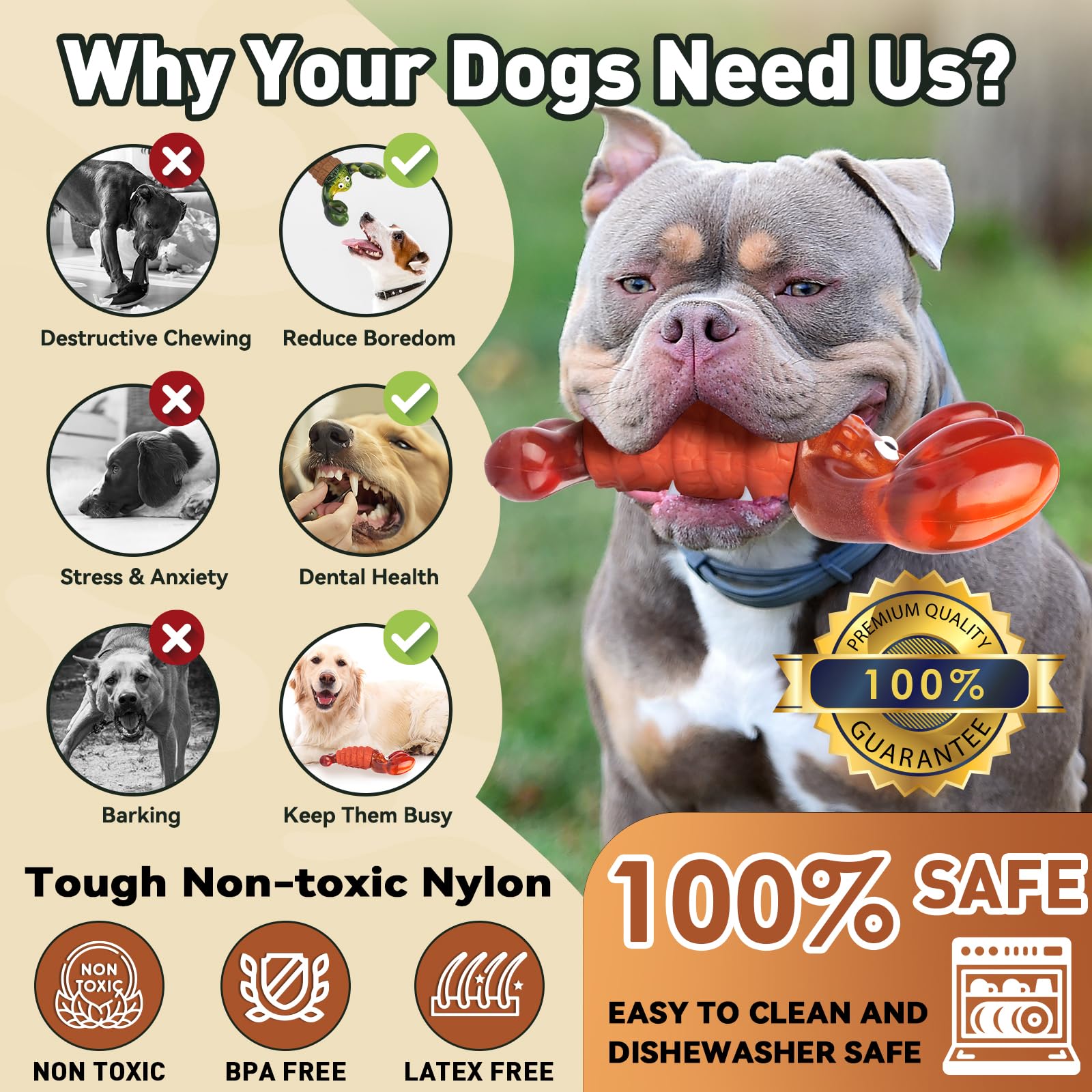 Jouet langouste BIKIISEN grande taille idéal pour chiens de grandes races.
