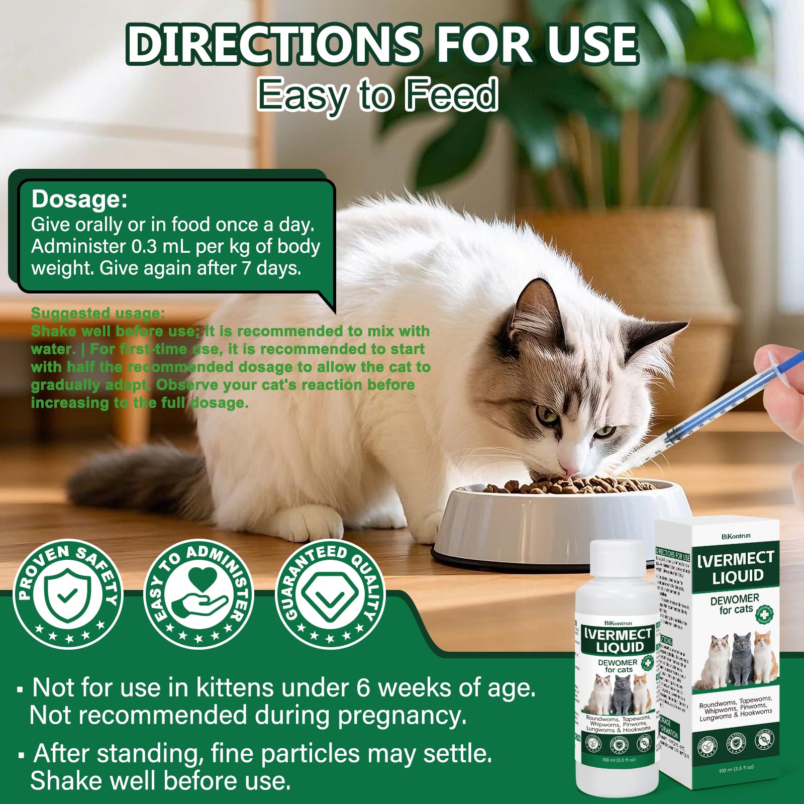 BiKontrun Déparasitant chat — fiche produit et sécurité affichées.