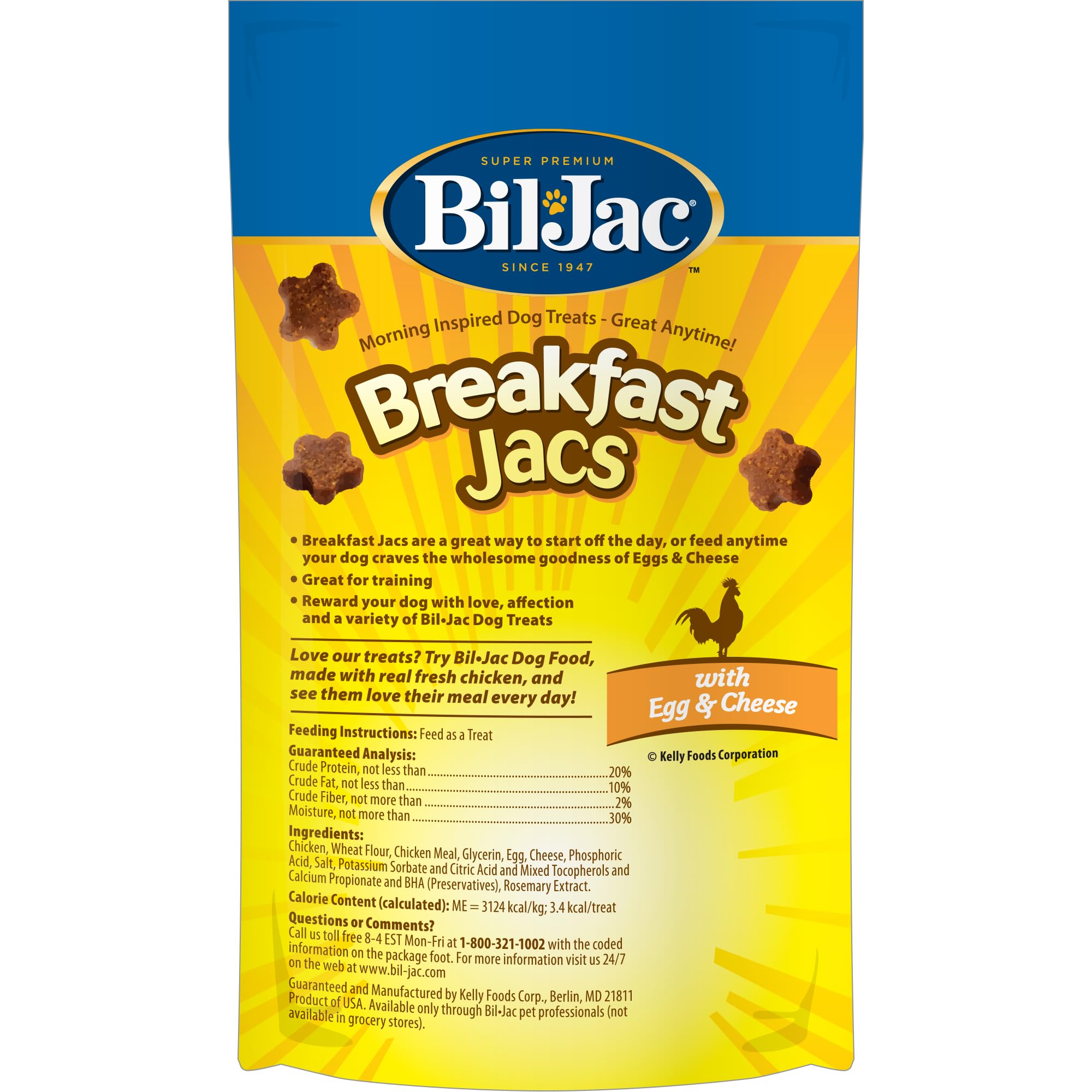 Bil-Jac Breakfast Jacs texture tendre et moelleuse, faciles à mâcher pour tous les chiens.