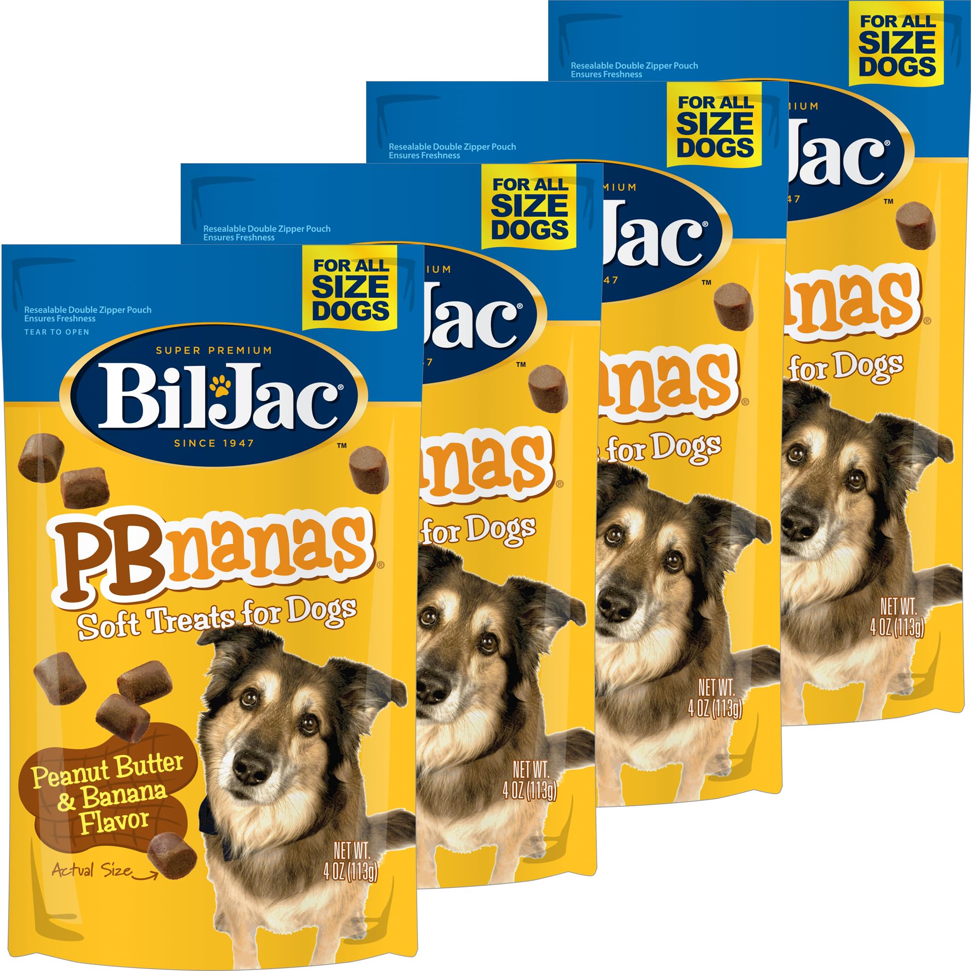 Bil-Jac friandises molles Beurre cacahuète Banane – emballage pratique pour le chien