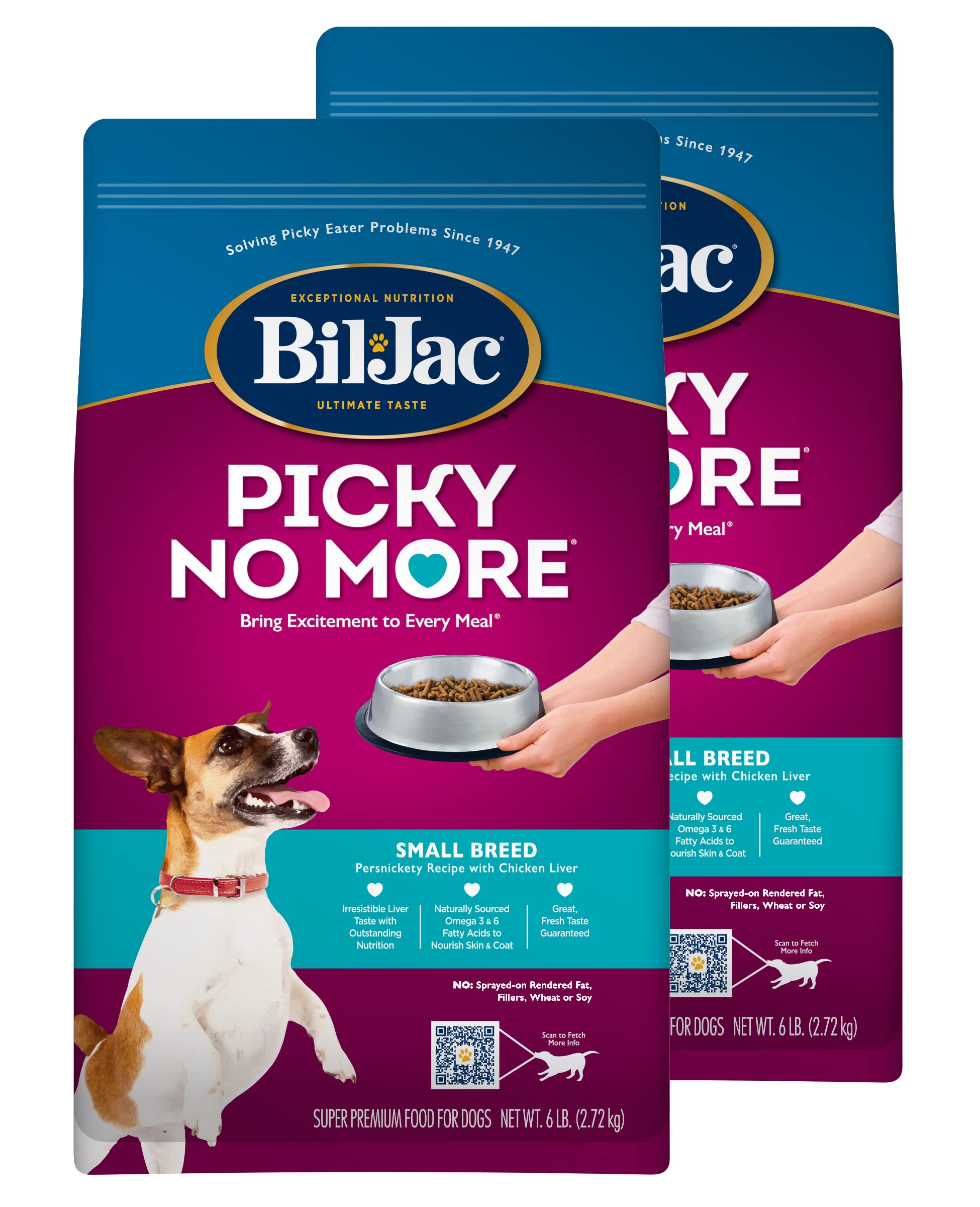 Bil-Jac Picky No More, croquettes petites, sac 6 lb, pratique et appétentes.