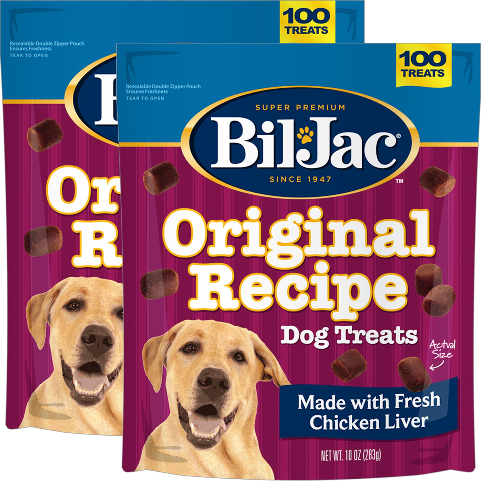 Bil-Jac Recette Originale bouchées d'entraînement au foie de poulet, faciles à distribuer.