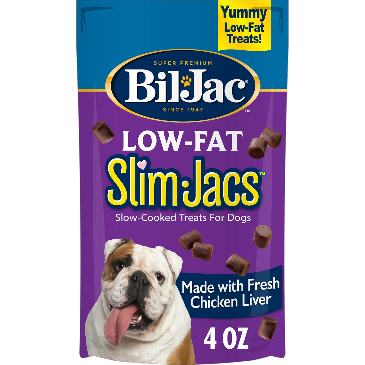 Bil-Jac SlimJacs, sachet 4oz, récompense légère pour l'entraînement quotidien.