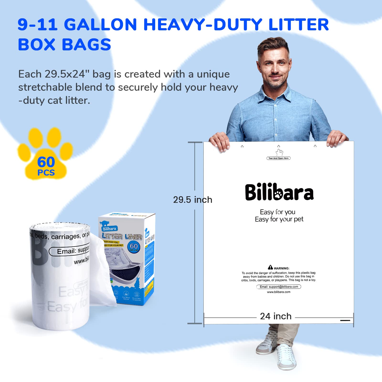 Bilibara sac liner pour bac auto-nettoyant en action