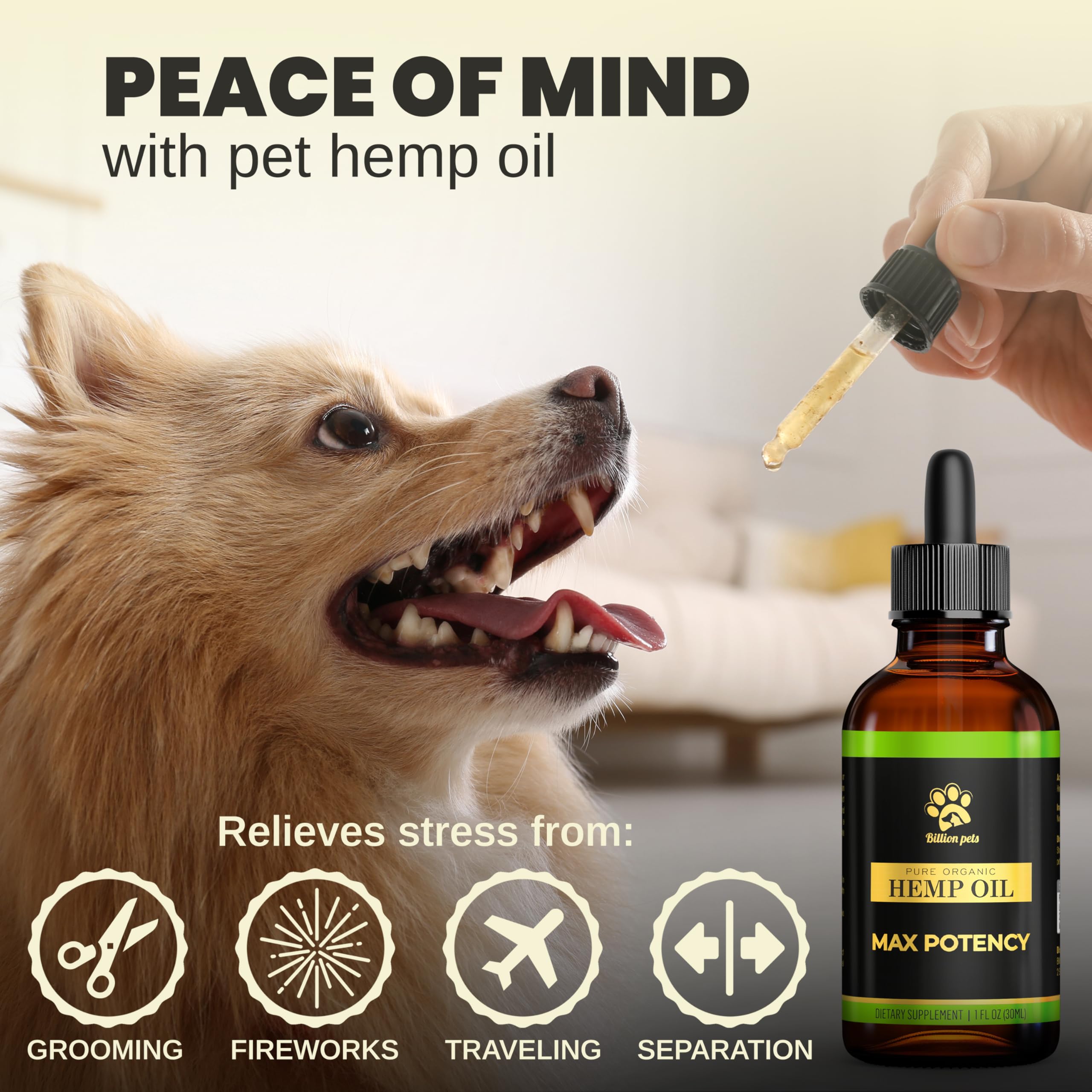 Peau et pelage brillants grâce à Billion Pets huile chanvre.