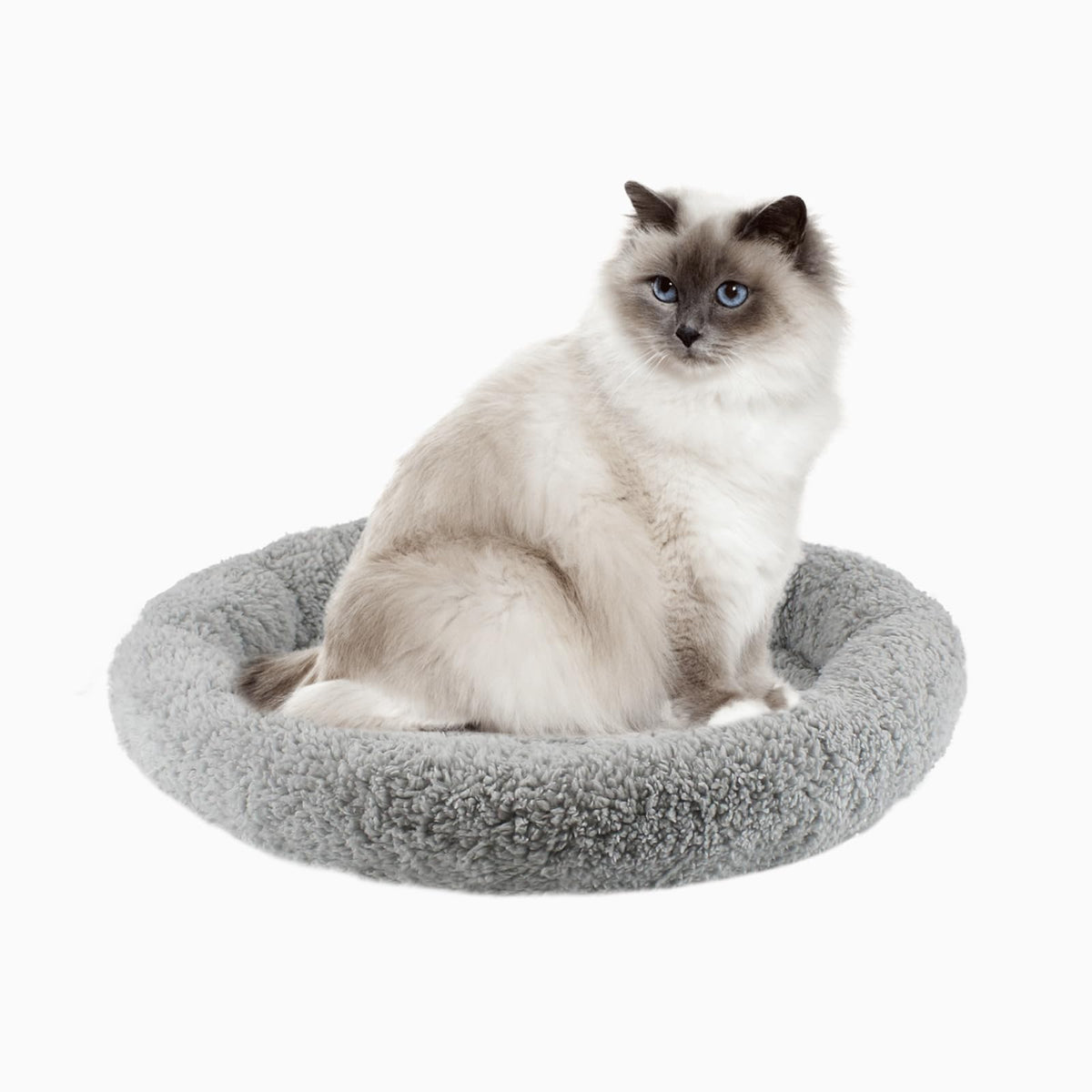 Lit rond Billionchains gris pour chat, diamètre extérieur 40 cm, confort.