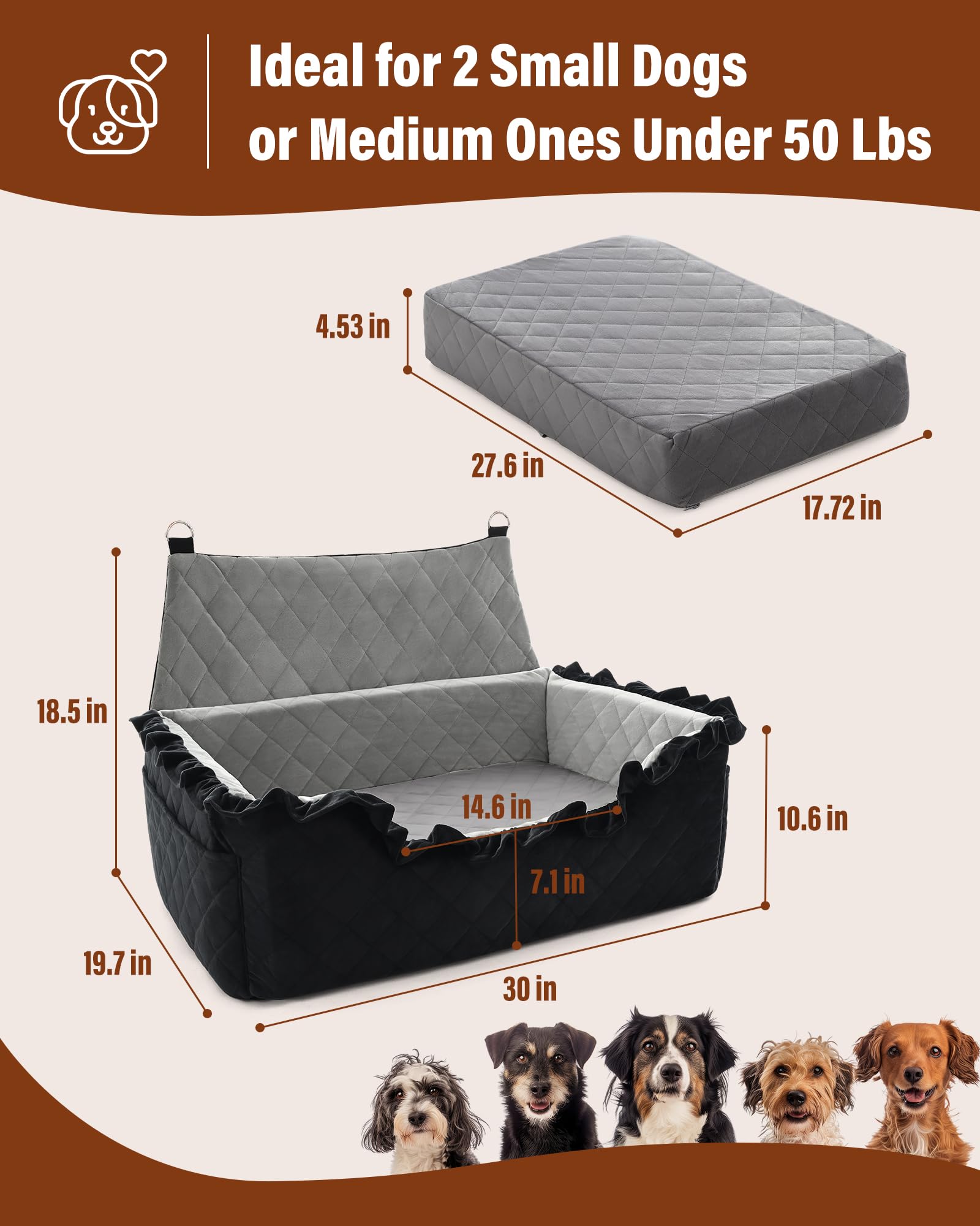 Bilypaws mousse mémoire épaisse; siège-auto épouse le corps pour un maintien apaisant.