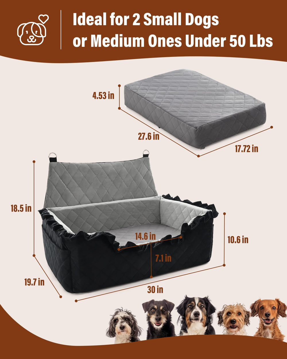 Bilypaws mousse mémoire épaisse; siège-auto épouse le corps pour un maintien apaisant.