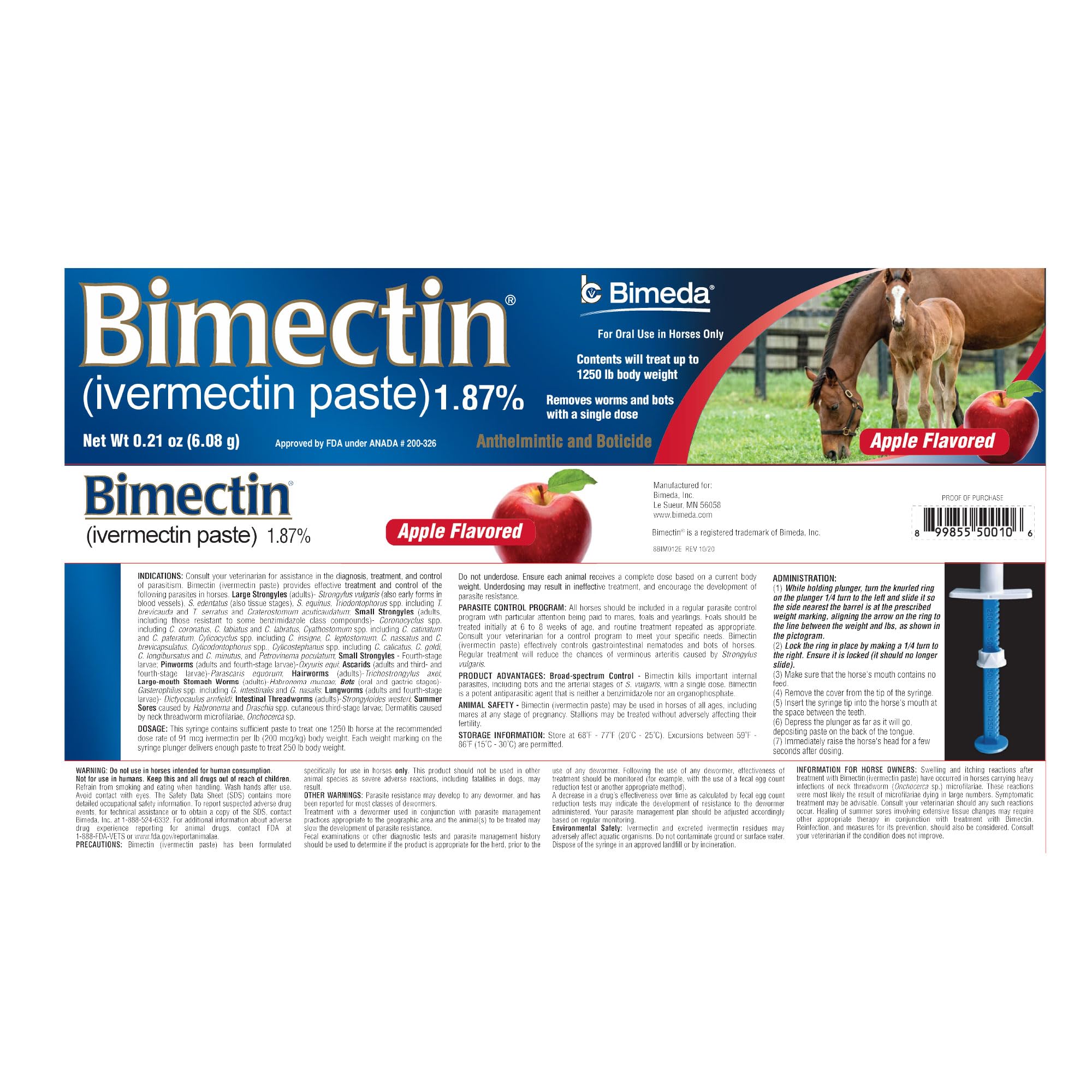 Formule pomme qui favorise le rituel de traitement régulier chez les chevaux.