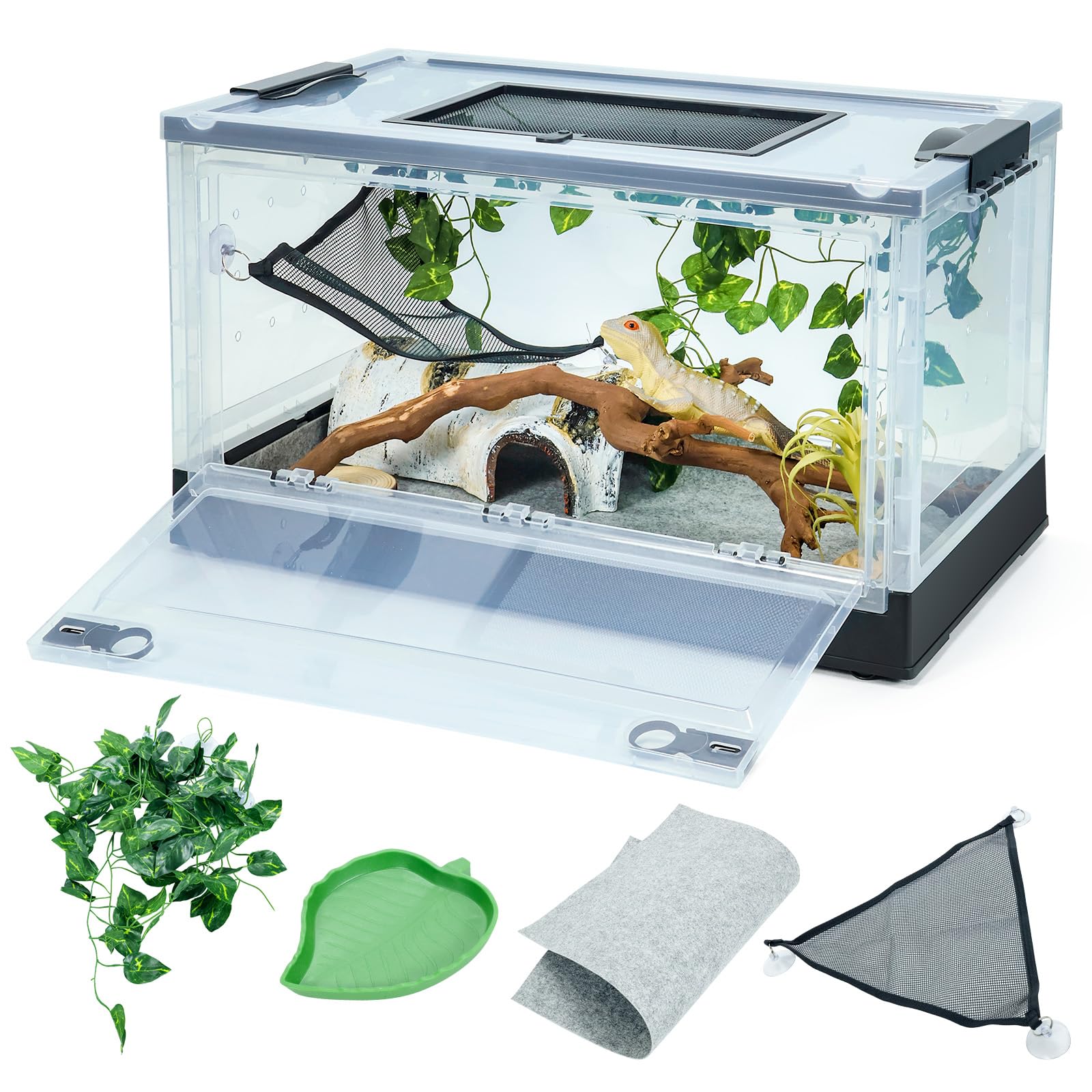 Binano terrarium reptile plastique transparent, vue claire pour observer votre animal facilement.