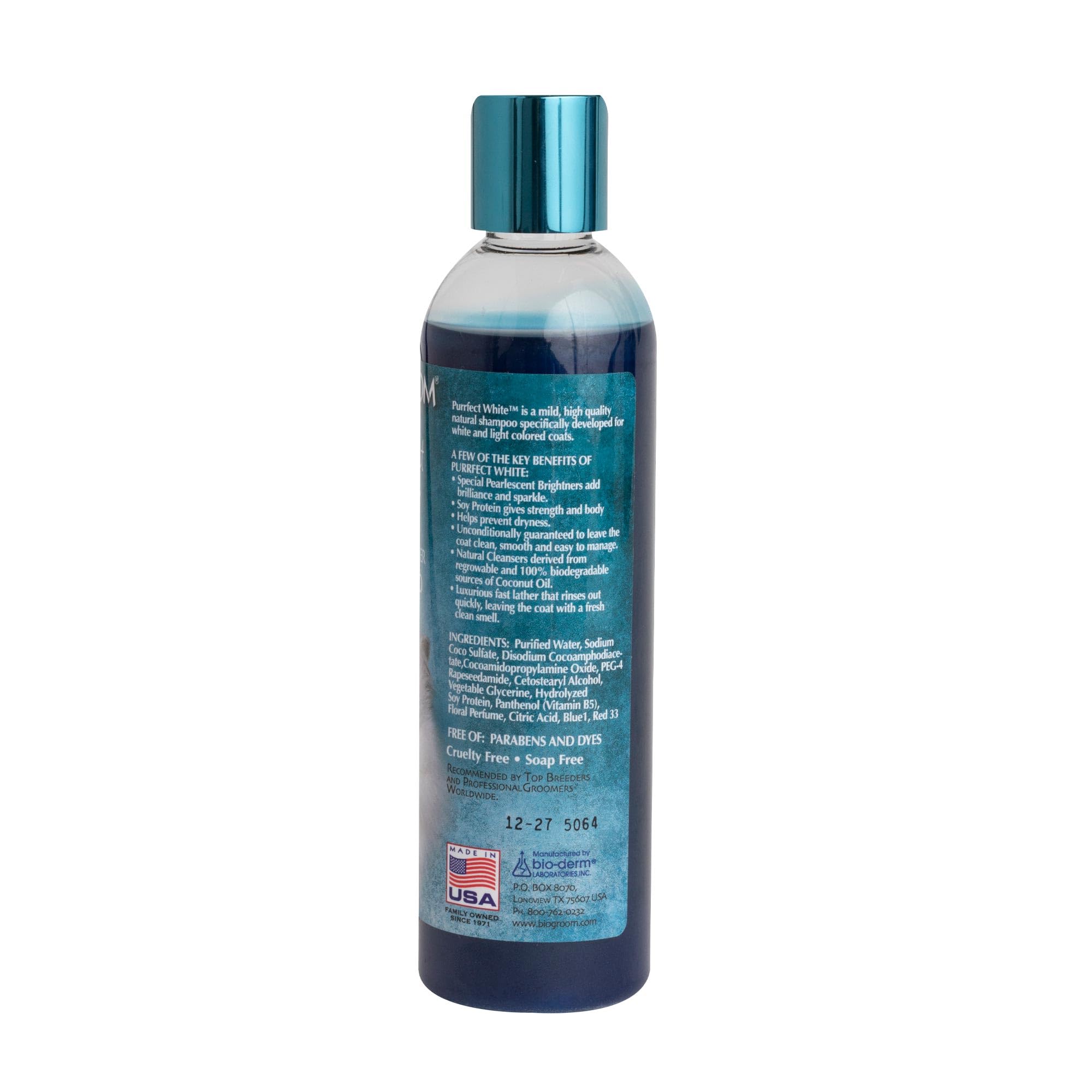 Bio-Groom Shampoing Chat Blanc : pelage blanc brillant après rinçage.