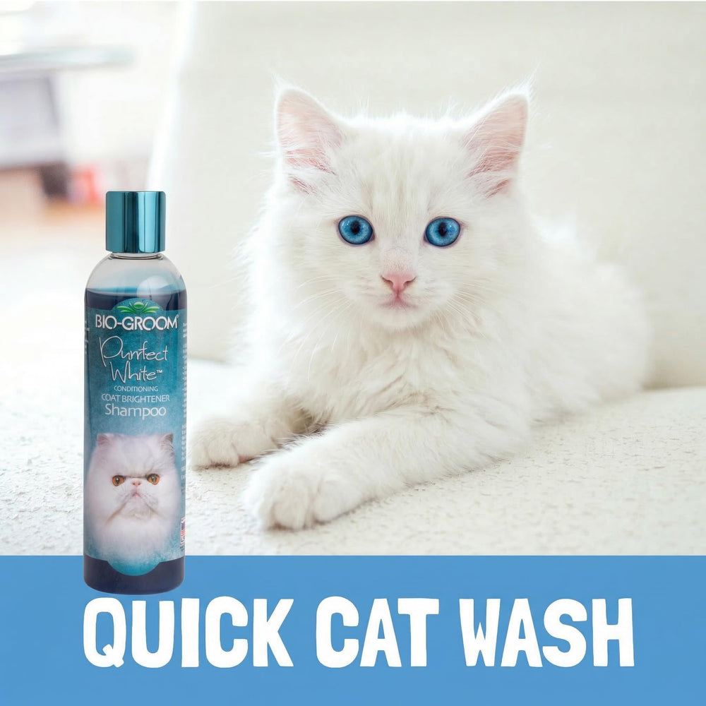 Logo sans cruauté sur l'emballage Bio-Groom Chat Blanc.