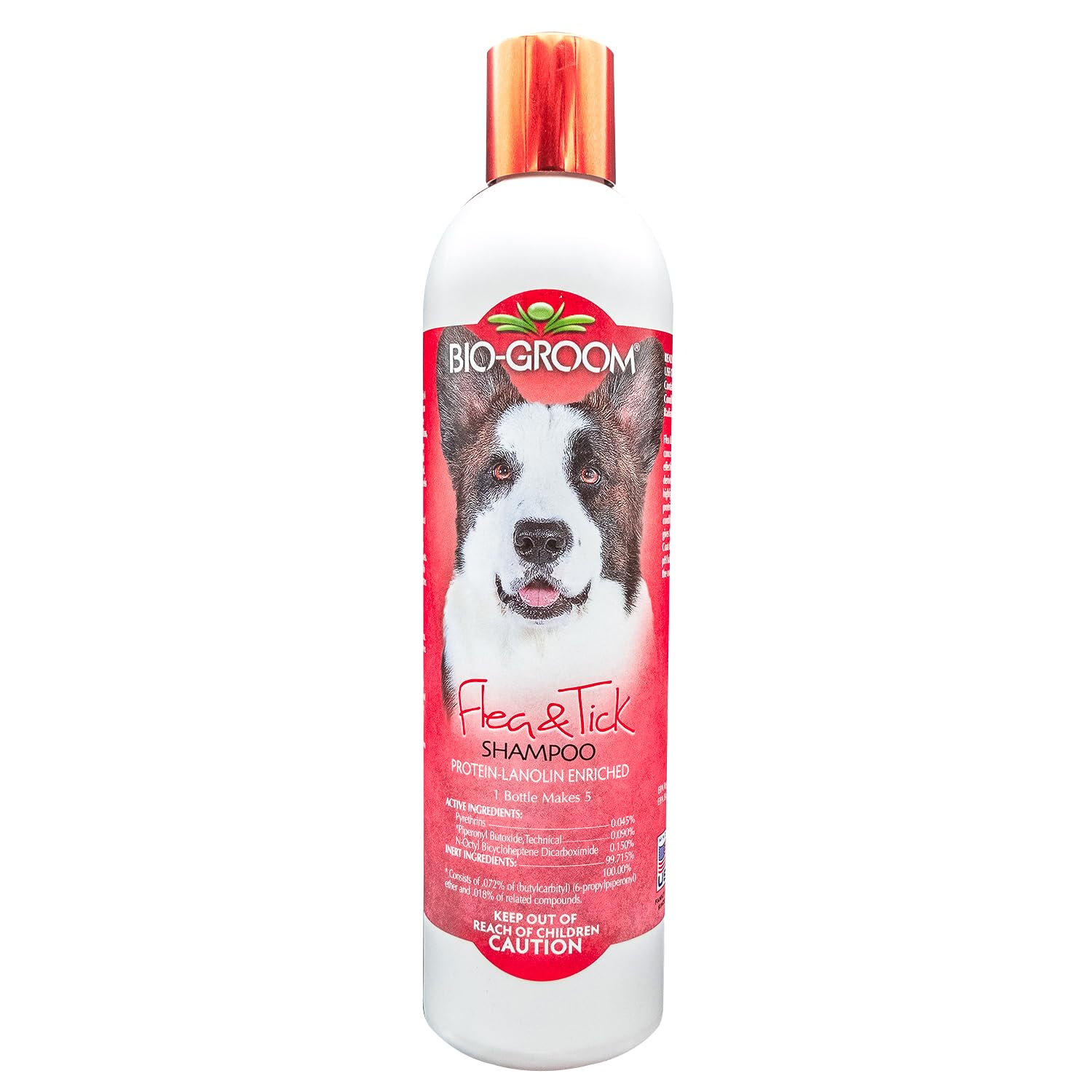 Bio-Groom Shampoing Puces Tiques flacon, nettoyage efficace pour chien.