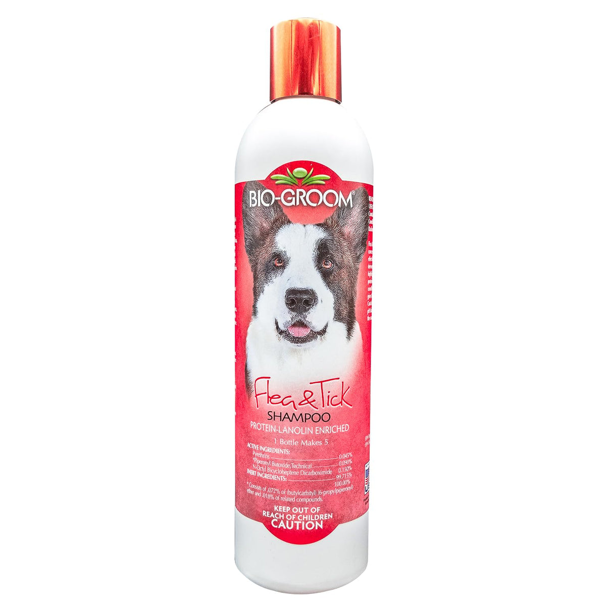 Bio-Groom Shampoing Puces Tiques flacon, nettoyage efficace pour chien.