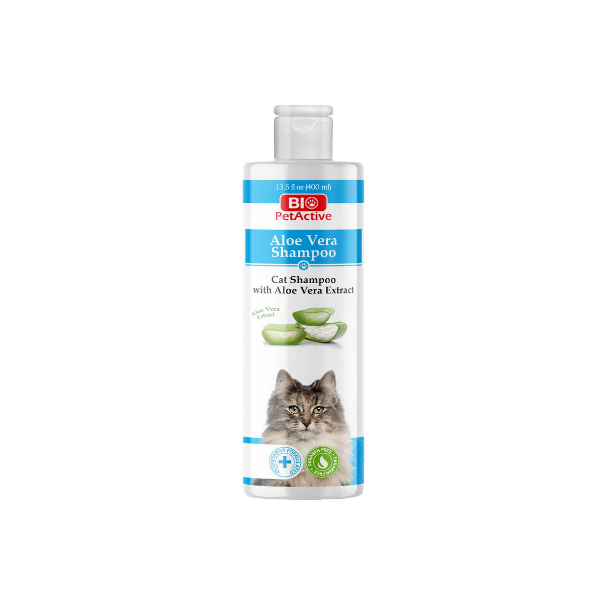Bio PetActive Shampoing Aloe Vera apaisant pour peaux sensibles et poils soyeux.