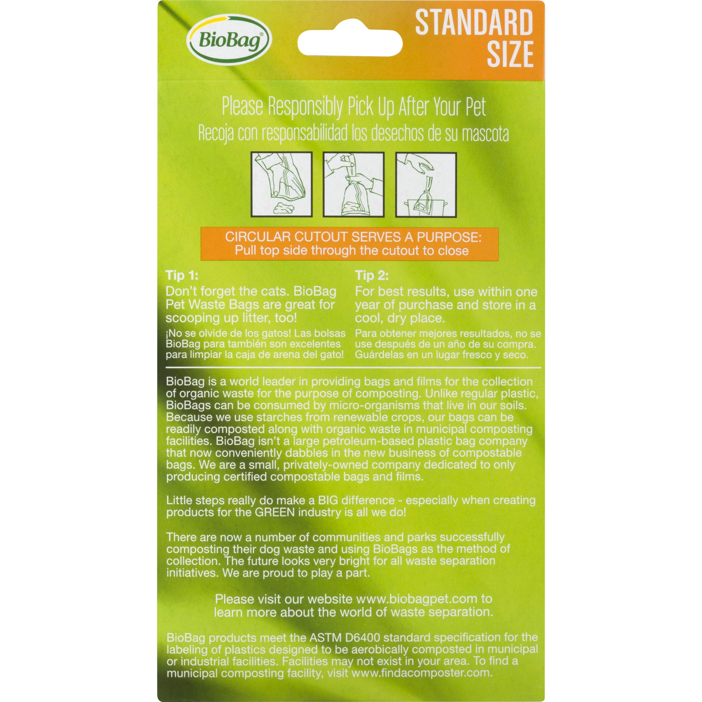 BioBag sacs compostables 50 count, prêt à l'emploi pour ramasser les déjections.