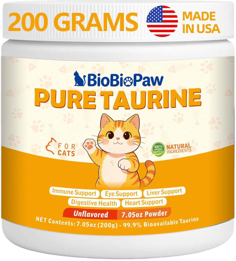 BioBiopaw Taurine, bocal de poudre chat, soutient la vitalité potentielle.