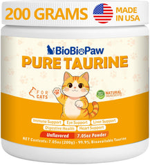 BioBiopaw Taurine, bocal de poudre chat, soutient la vitalité potentielle.