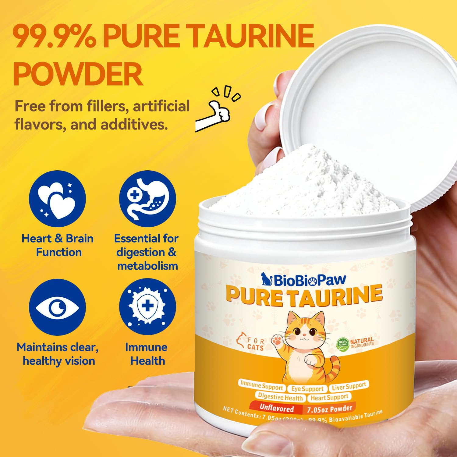 Doseur BioBiopaw Taurine 250 mg, dosage pratique pour le quotidien.