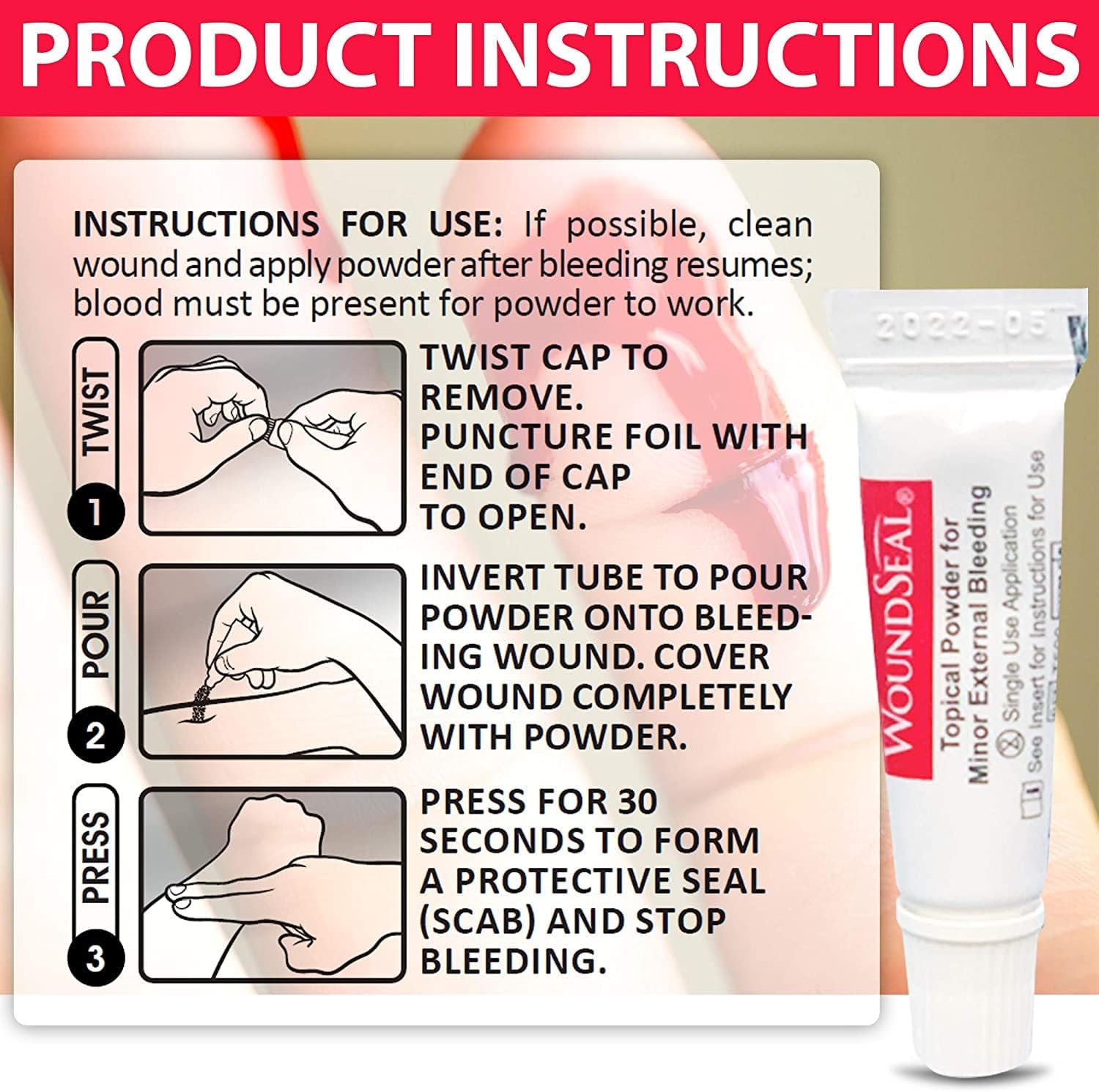Biolife WoundSeal format compact, parfait pour kit premiers secours.