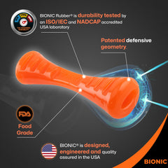 Jouet BIONIC Urban Stick, démontrant capacité de rebond et flotter pour le jeu.